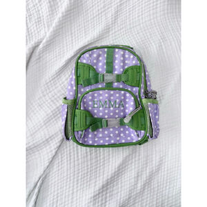 Girls Pottery Barn mini Backpack One Size Purple Green Polka Dot